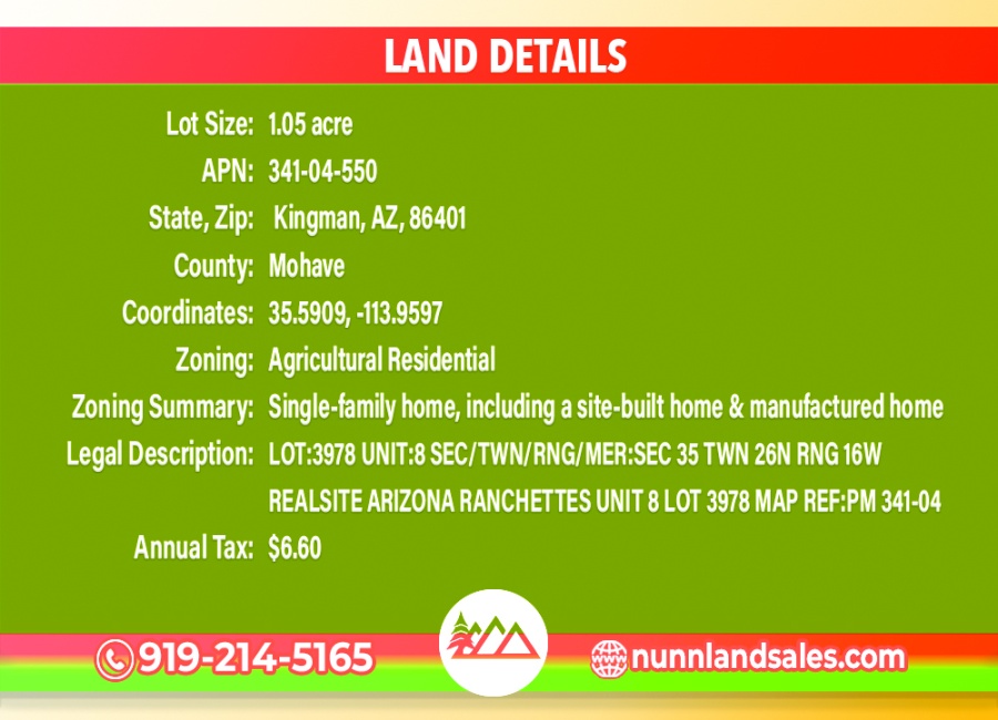 Kingman, Arizona 86401, ,Land,Sold,1654