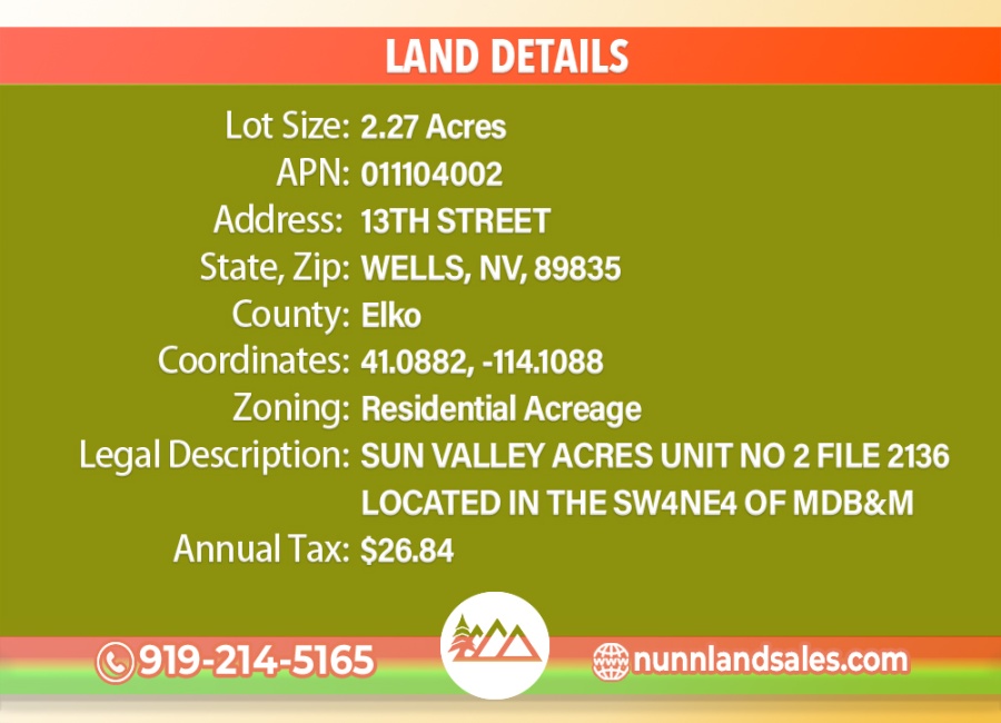 Wells, Nevada 89835, ,Land,Sold,1898